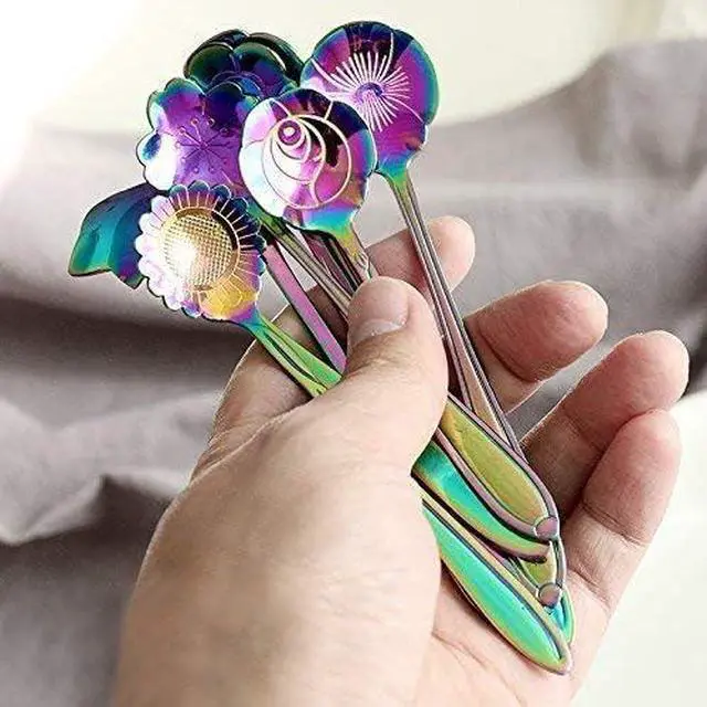 Alt view image 5 of 6 - Flower Spoon Set-8pcs DGQ Teaspoon Coffee Spoon Creative Stirring Tea spoon