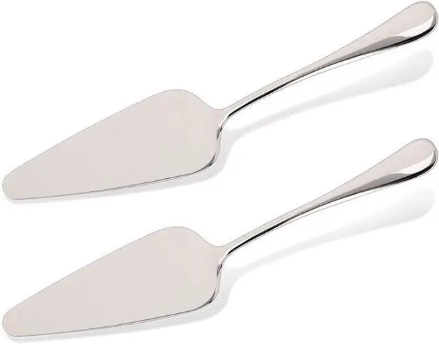 Main image of KSENDALO 2 Pack Small Cake Pie Server for Wedding, Birthday, Party, Silver
