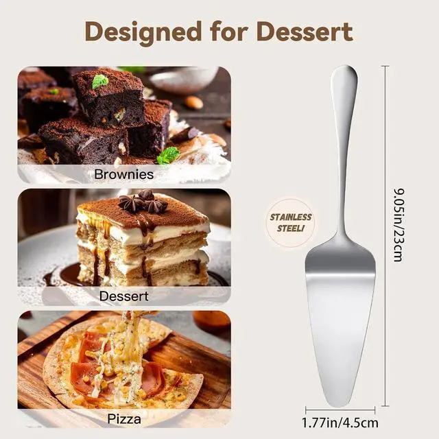 Alt view image 4 of 6 - KSENDALO 2 Pack Small Cake Pie Server for Wedding, Birthday, Party, Silver