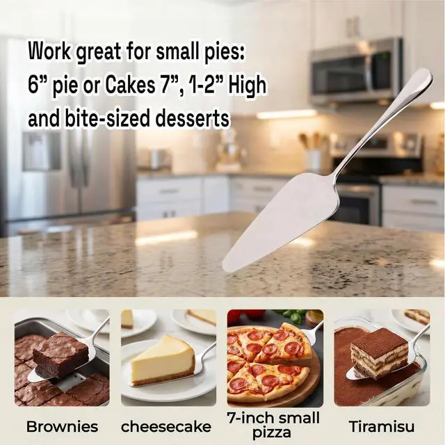 Alt view image 5 of 6 - KSENDALO 2 Pack Small Cake Pie Server for Wedding, Birthday, Party, Silver