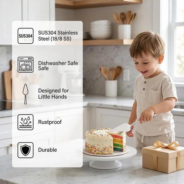 Alt view image 6 of 6 - KSENDALO 2 Pack Small Cake Pie Server for Wedding, Birthday, Party, Silver