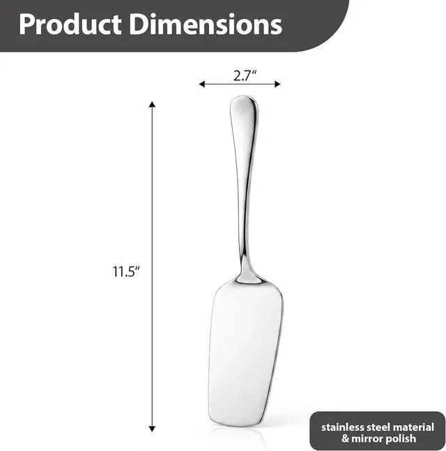 Alt view image 2 of 7 - Lasagna Server, 11.5-Inch Stainless Steel Pie and Cake Server Cutter Spatula for Casseroles, Quiche & Desserts, Mirror-Polished Ergonomic Handle, Dishwasher Safe