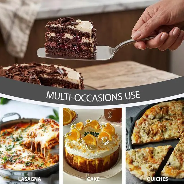 Alt view image 6 of 7 - Lasagna Server, 11.5-Inch Stainless Steel Pie and Cake Server Cutter Spatula for Casseroles, Quiche & Desserts, Mirror-Polished Ergonomic Handle, Dishwasher Safe
