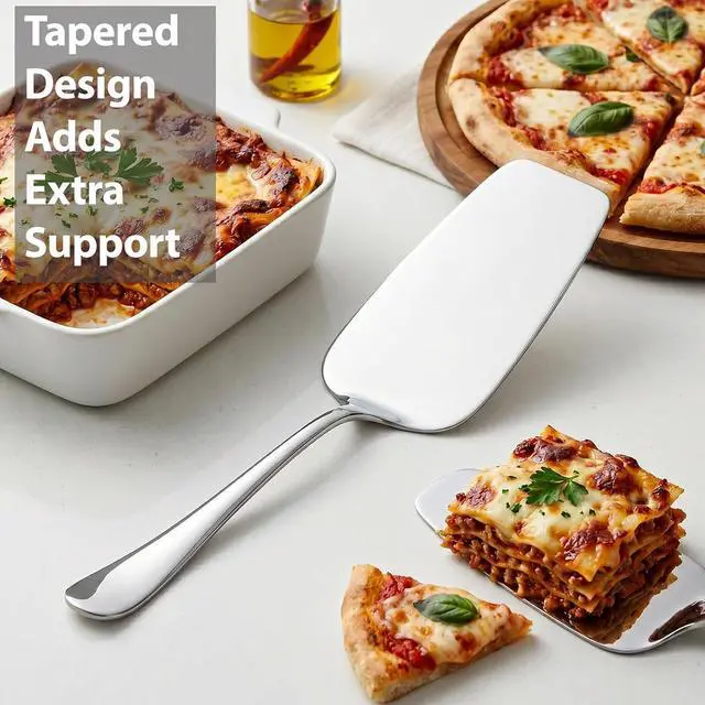 Alt view image 7 of 7 - Lasagna Server, 11.5-Inch Stainless Steel Pie and Cake Server Cutter Spatula for Casseroles, Quiche & Desserts, Mirror-Polished Ergonomic Handle, Dishwasher Safe
