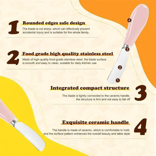 Alt view image 5 of 7 - Butter Spreader Knife Set, 2 Pack Butter Knives and Cheese Knives
