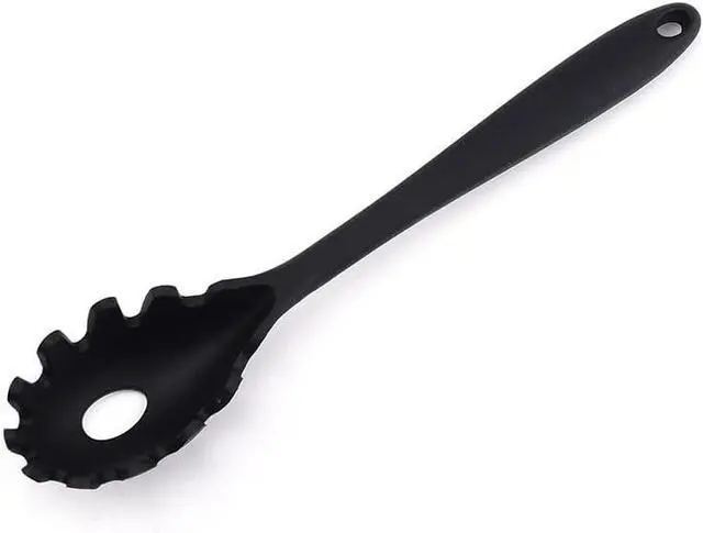 Main image of Silicone Pasta Fork (11.5"), High Heat Resistant to 480°F, Hygienic One Piece Design, Spaghetti Strainer & Server Spoon Pasta Forks (Black)