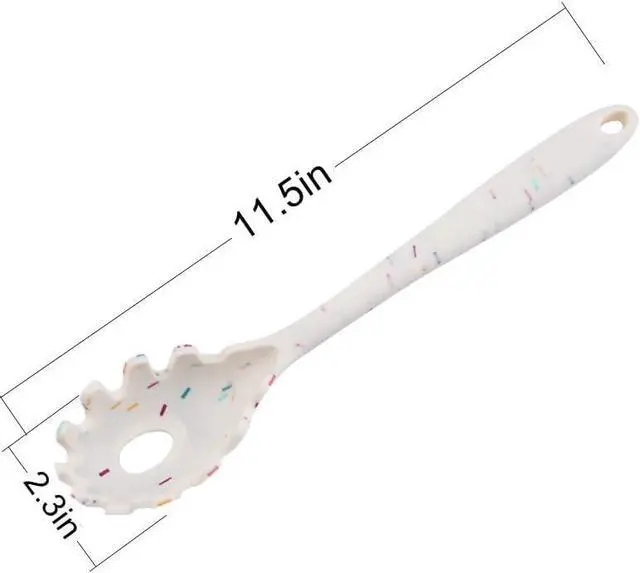 Alt view image 7 of 7 - Silicone Pasta Fork (11.5"), High Heat Resistant to 480°F, Hygienic One Piece Design, Spaghetti Strainer & Server Spoon Pasta Forks (Black)