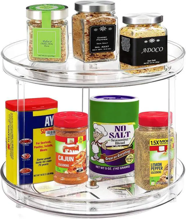 Alt view image 2 of 7 - 2 Tier Lazy Susan Bathroom Organizer, 9.25Inch Clear 360 Rotating Makeup Organizer for Vanity, Skincare Organizers Perfume Organizer, Spice Rack Organizer for Cabinet- Home Organization and Storage