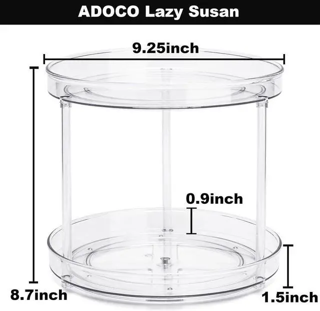 Alt view image 6 of 7 - 2 Tier Lazy Susan Bathroom Organizer, 9.25Inch Clear 360 Rotating Makeup Organizer for Vanity, Skincare Organizers Perfume Organizer, Spice Rack Organizer for Cabinet- Home Organization and Storage