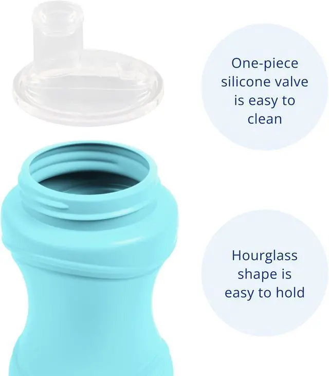 Alt view image 2 of 7 - Re-Play 8oz Pack of 2 Transition Sippy Cups for Baby Toddler, Medical Grade Silicone Soft Spout & Travel Lid, Easy to Hold Hourglass Shape, Made in USA from Recycled Milk Jugs - Princess