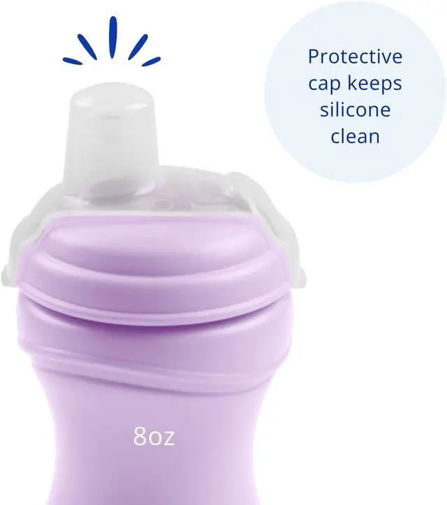 Alt view image 3 of 7 - Re-Play 8oz Pack of 2 Transition Sippy Cups for Baby Toddler, Medical Grade Silicone Soft Spout & Travel Lid, Easy to Hold Hourglass Shape, Made in USA from Recycled Milk Jugs - Princess
