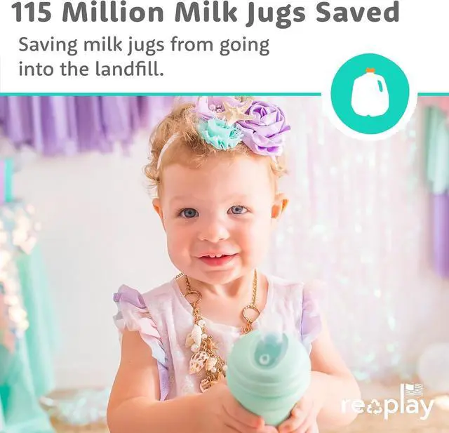 Alt view image 7 of 7 - Re-Play 8oz Pack of 2 Transition Sippy Cups for Baby Toddler, Medical Grade Silicone Soft Spout & Travel Lid, Easy to Hold Hourglass Shape, Made in USA from Recycled Milk Jugs - Princess
