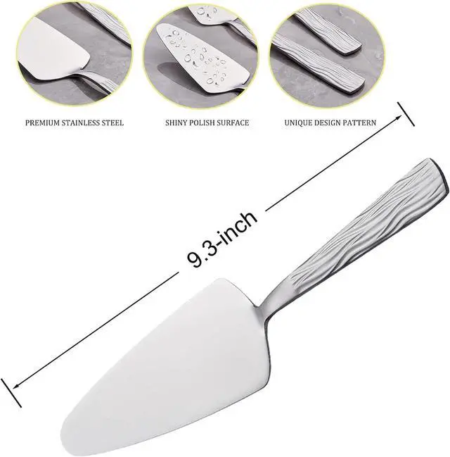 Alt view image 2 of 6 - Silver Cake Server Set with Wave Handle, Stainless Steel, 3PCS