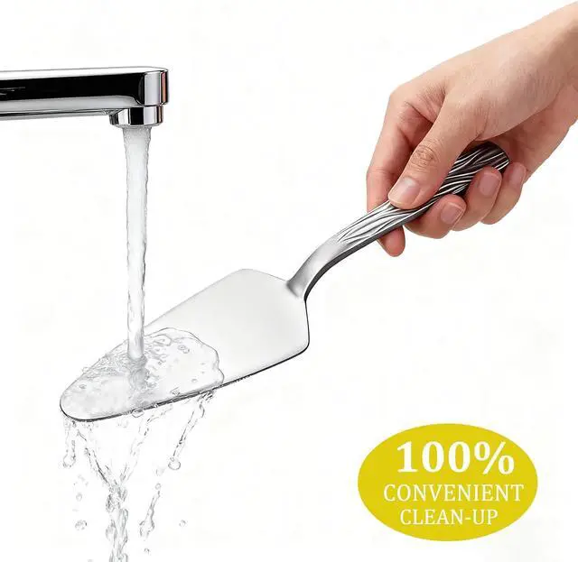 Alt view image 4 of 6 - Silver Cake Server Set with Wave Handle, Stainless Steel, 3PCS