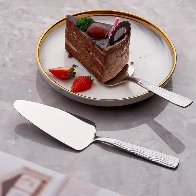 Alt view image 5 of 6 - Silver Cake Server Set with Wave Handle, Stainless Steel, 3PCS