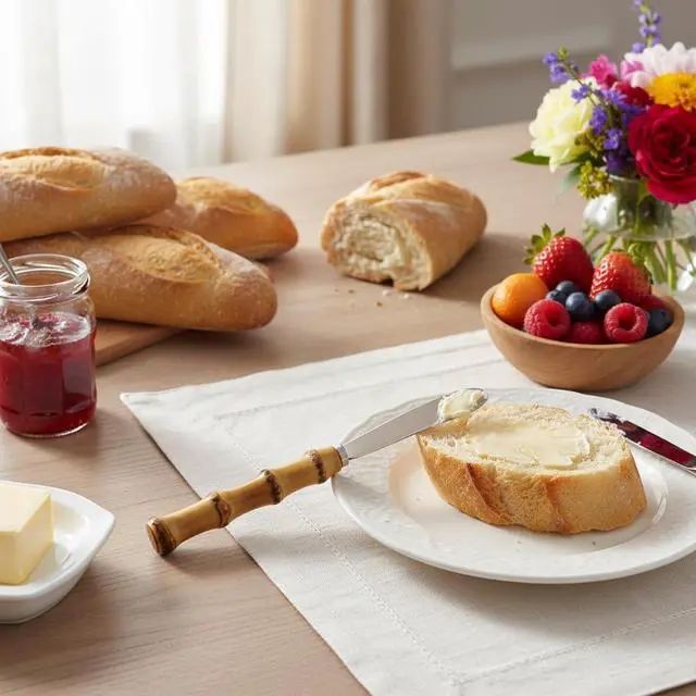 Alt view image 5 of 5 - 4 Pieces Set Butter knife, Pate Knife Cheese Spreader, Thick and Smooth blades, Strong Heavy for butter spreaders Home Restaurant Party breakfast (bamboo handle)