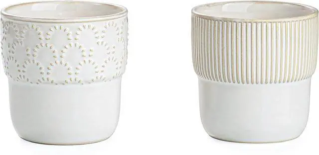 Main image of Espresso Cups Set of 2, 4oz Espresso Shot Cups, Mini Coffee Mugs Farmhouse Decor, Espresso Cup Perfect for Espresso Machine, Microwave and Dishwasher SafeEmbossed Stripes+Firework
