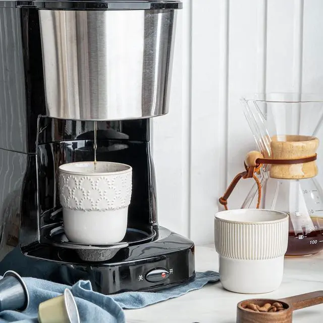 Alt view image 6 of 7 - Espresso Cups Set of 2, 4oz Espresso Shot Cups, Mini Coffee Mugs Farmhouse Decor, Espresso Cup Perfect for Espresso Machine, Microwave and Dishwasher SafeEmbossed Stripes+Firework