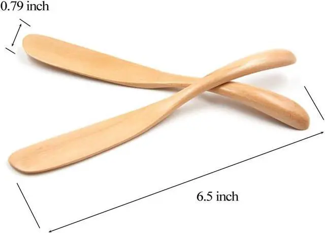 Alt view image 3 of 5 - Wood Butter Knife Cheese Spreader 6.5", Set of 6, Restaurant Grade