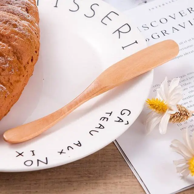 Alt view image 5 of 5 - Wood Butter Knife Cheese Spreader 6.5", Set of 6, Restaurant Grade