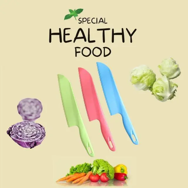 Alt view image 4 of 7 - jawbush Professional Lettuce Knife, 11" Serrated Salad Cutter for Veggies, Fruit, Bread, Cake, Salad, Plastic Kitchen Nylon Knife for Cooking and Cutting to Prevent Turning Brown, Green