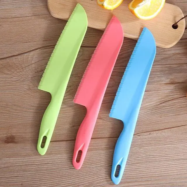 Alt view image 6 of 7 - jawbush Professional Lettuce Knife, 11" Serrated Salad Cutter for Veggies, Fruit, Bread, Cake, Salad, Plastic Kitchen Nylon Knife for Cooking and Cutting to Prevent Turning Brown, Green