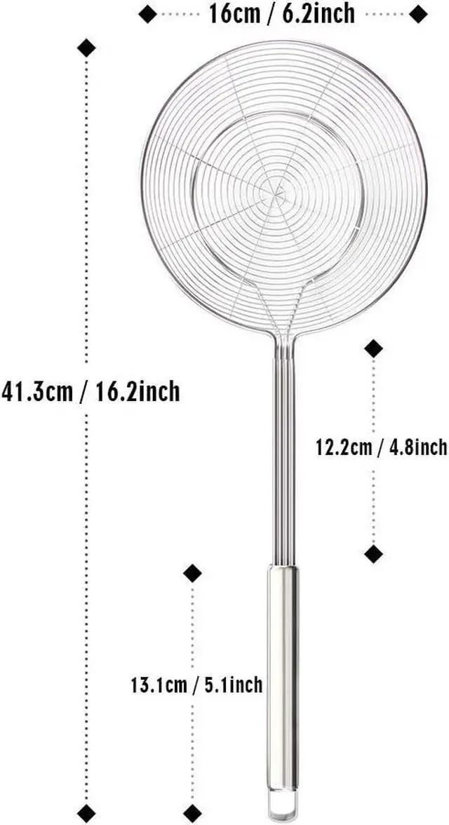 Alt view image 3 of 7 - YFWOOD 6.3 Inch Spider Strainer Skimmer, Slotted Spoon for Cooking