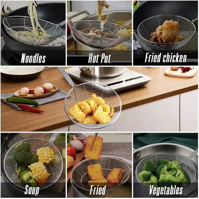 Alt view image 2 of 7 - YFWOOD 6.3 Inch Spider Strainer Skimmer, Slotted Spoon for Cooking