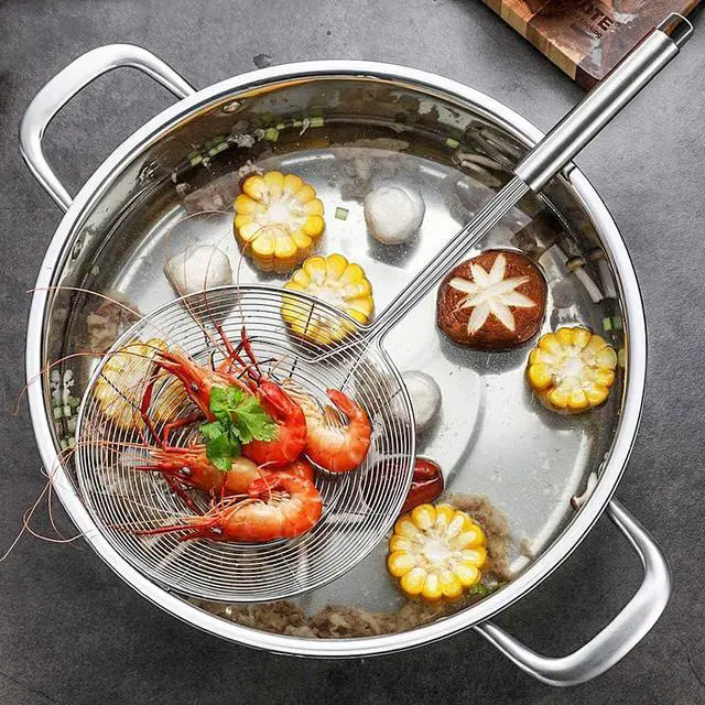Alt view image 6 of 7 - YFWOOD 6.3 Inch Spider Strainer Skimmer, Slotted Spoon for Cooking