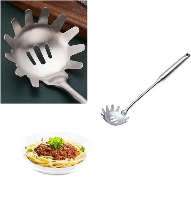 Alt view image 7 of 7 - Spaghetti Server Utensil, Pasta Server, Stainless Steel Pasta Spoon, Pasta Fork for Cooking Use
