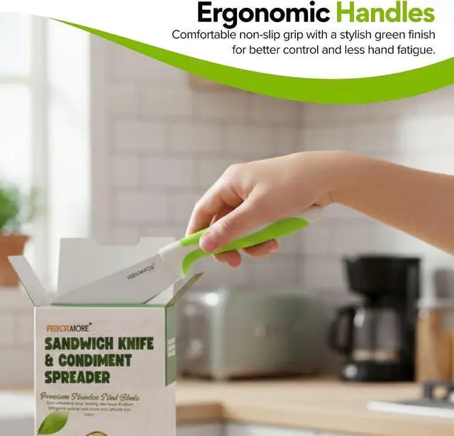 Alt view image 5 of 6 - Performore Sandwich Knife 4" Stainless Steel Blade, 1.5" Wide, 1.2mm Thick Serrated Kitchen Knife for Sandwiches, Spreading & Slicing Durable Bread, Bagel & Deli Knife