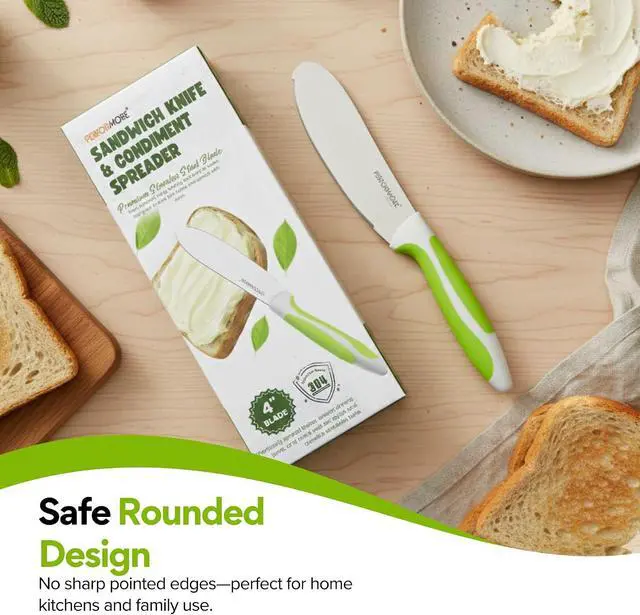 Alt view image 6 of 6 - Performore Sandwich Knife 4" Stainless Steel Blade, 1.5" Wide, 1.2mm Thick Serrated Kitchen Knife for Sandwiches, Spreading & Slicing Durable Bread, Bagel & Deli Knife