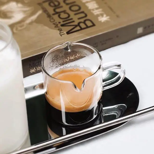 Alt view image 5 of 7 - BCnmviku Shot Glasses Espresso Parts Double Spouts Milk Cup Clear Glass (Clear Glass-2Pack)