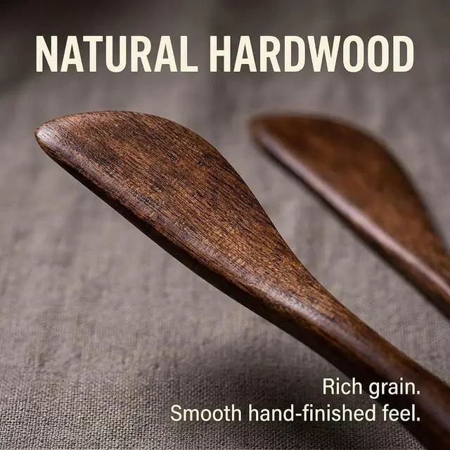 Alt view image 3 of 7 - 2 Pcs Mini Butter Spatula,Wooden Butter Knives Cheese Spreader Jam Knives Cake Knives for Kitchen Tool, Butter Cutter, Butter Knives and Picks, Kitchen Gadgets, brown