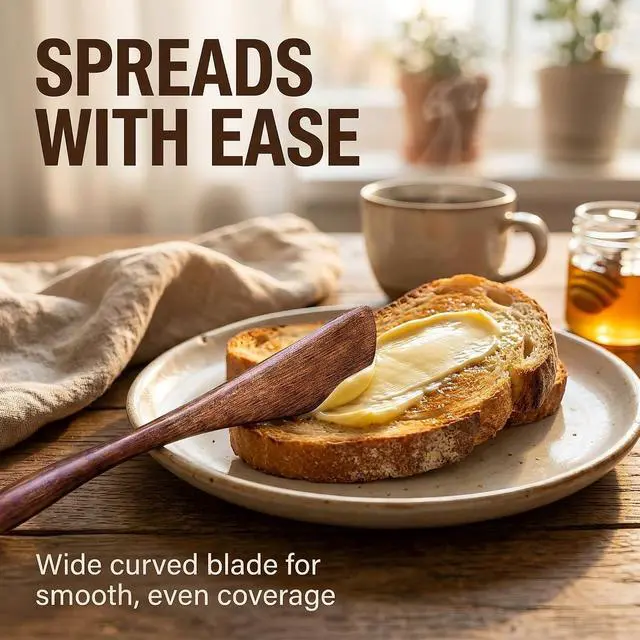 Alt view image 7 of 7 - 2 Pcs Mini Butter Spatula,Wooden Butter Knives Cheese Spreader Jam Knives Cake Knives for Kitchen Tool, Butter Cutter, Butter Knives and Picks, Kitchen Gadgets, brown