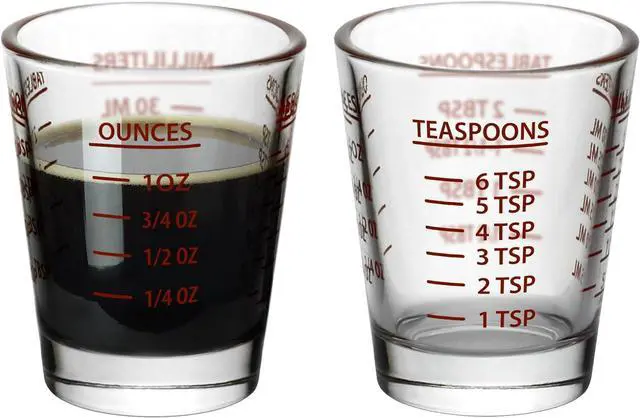 Main image of Funwares Measuring Shot Glasses, Set of 2, 1 oz Heavy-Duty Glass, Easy Read