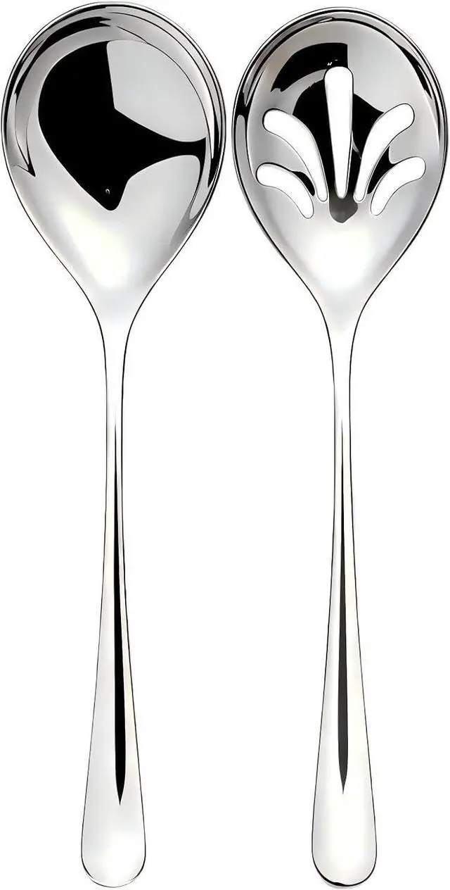Main image of Large Serving Spoons Stainless Steel, Silver 2-Piece Buffet Set