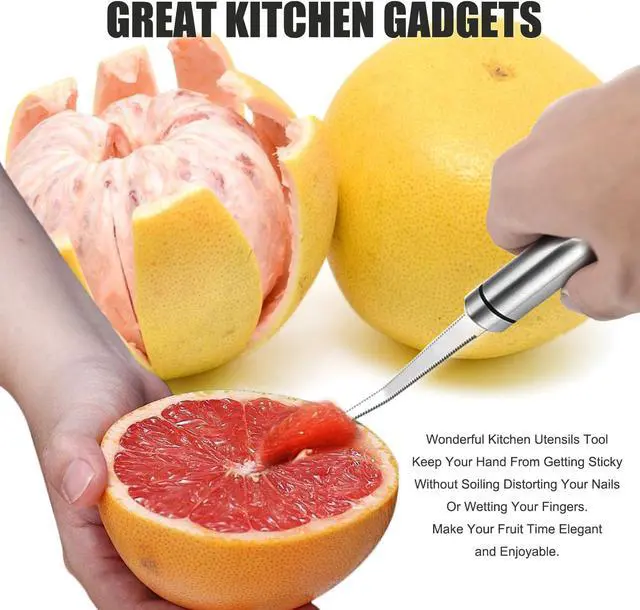 Alt view image 5 of 7 - Grapefruit Spoon Serrated Edge Knife Stainless Steel Fruit Knife Grapefruit Utensils Tool Dessert Spoons for Citrus Lemon Kiwi Melon Lime Pitaya Apple Fruit Puree