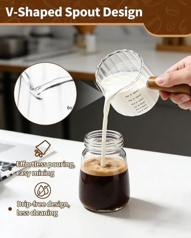 Alt view image 5 of 7 - 2Pcs 6oz Espresso Cups, V-Spout Espresso Shot Cups, Espresso Accessories