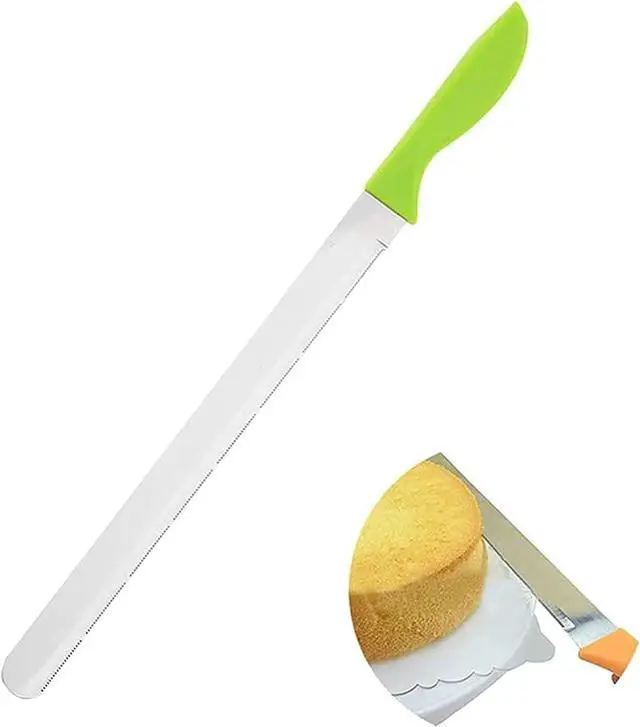 Main image of 10Inch/12Inch Stainless Steel Cake Knife Plastic Handle Baking Pastry Spatulas Serrated Bread Knife Kitchen Baking Tool (12 inch)