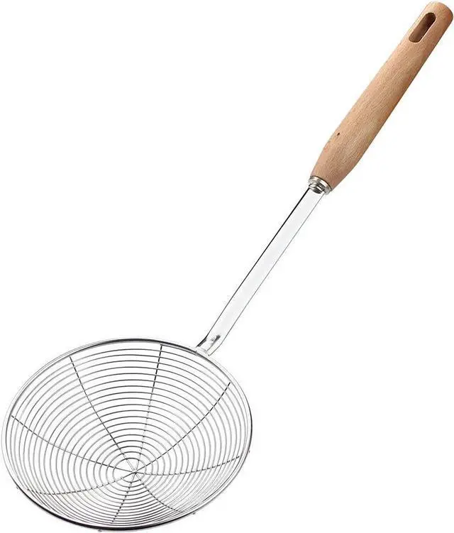 Main image of IQCWOOD Spider Strainer with Wood Handle - 5.5 Inch Fryer Scoop