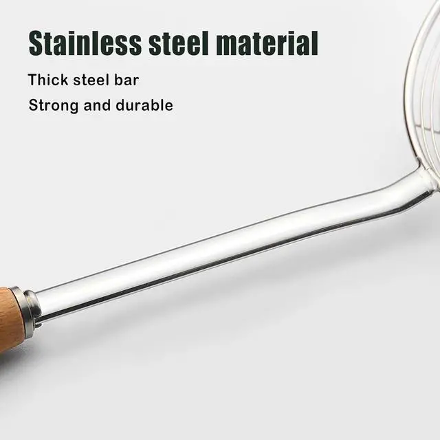 Alt view image 6 of 7 - IQCWOOD Spider Strainer with Wood Handle - 5.5 Inch Fryer Scoop