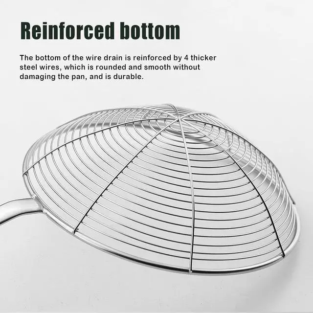 Alt view image 5 of 7 - IQCWOOD Spider Strainer with Wood Handle - 5.5 Inch Fryer Scoop