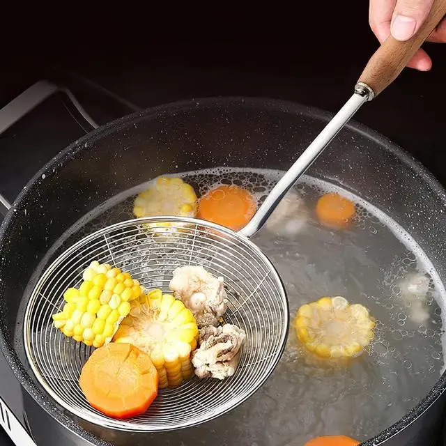 Alt view image 7 of 7 - IQCWOOD Spider Strainer with Wood Handle - 5.5 Inch Fryer Scoop