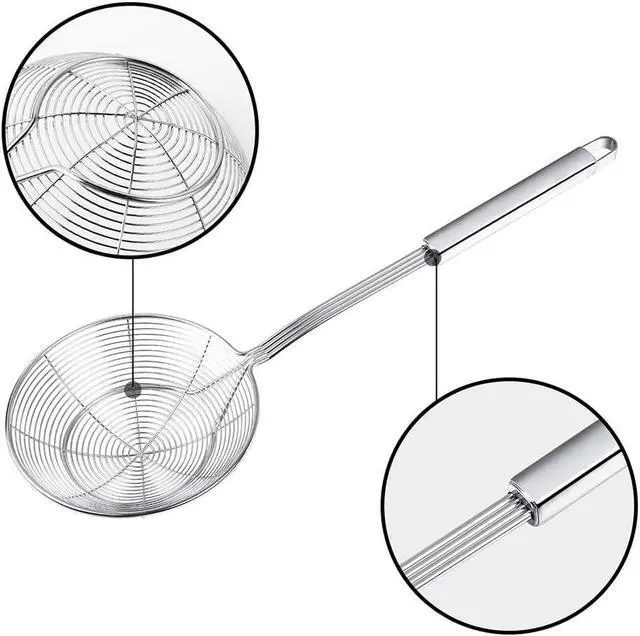 Alt view image 3 of 7 - Spider Strainer Skimmer, Swify Stainless Steel Asian Strainer Ladle Frying Spoon with Handle for Kitchen Deep Fryer, Pasta, Spaghetti, Noodle, 5.5 Inch