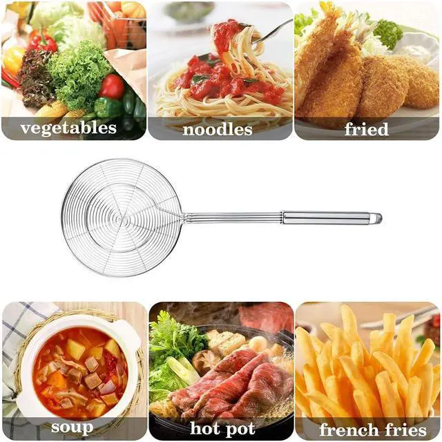 Alt view image 7 of 7 - Spider Strainer Skimmer, Swify Stainless Steel Asian Strainer Ladle Frying Spoon with Handle for Kitchen Deep Fryer, Pasta, Spaghetti, Noodle, 5.5 Inch
