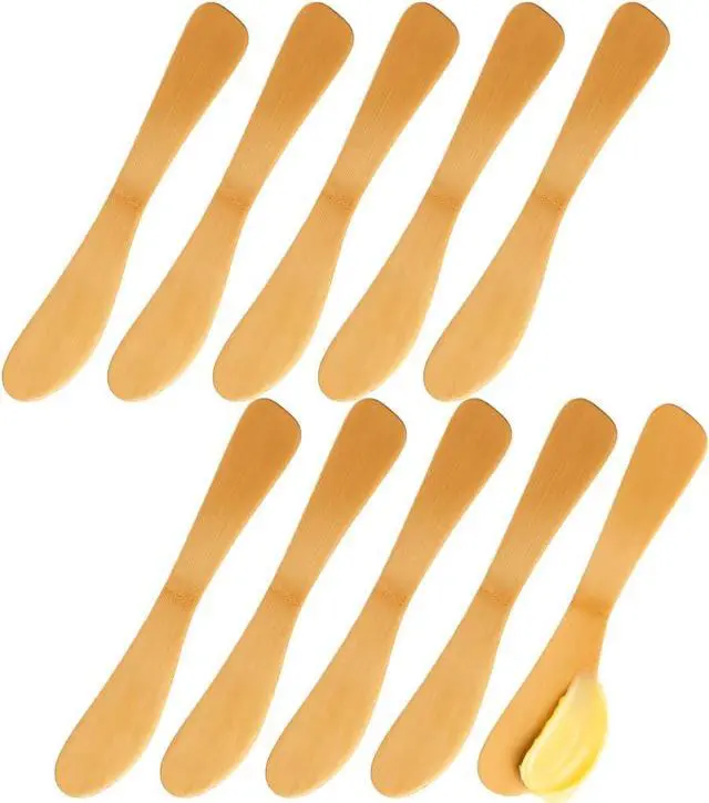 Main image of JapanBargain 3793, 10-Pack Bamboo Butter Knives Spreaders, Jam Spreader Spatula Set for Peanut Butter, Jelly, Cream, Mustard, Mayonnaise