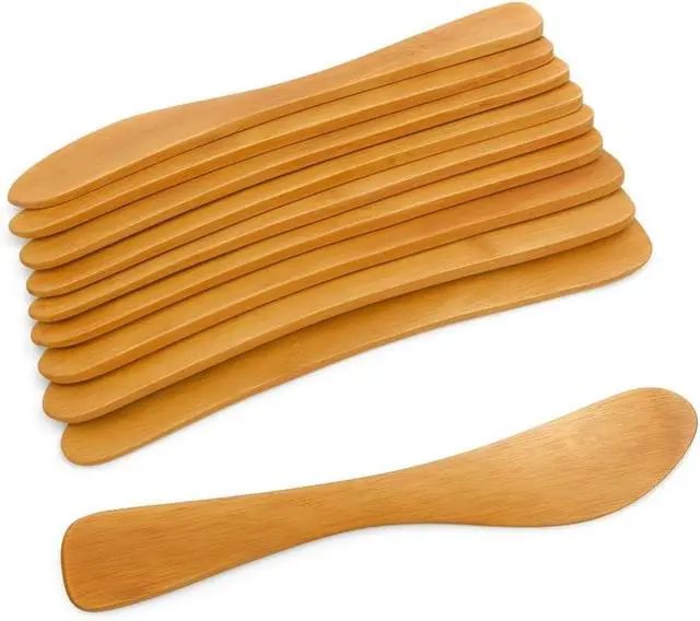 Alt view image 3 of 3 - JapanBargain 3793, 10-Pack Bamboo Butter Knives Spreaders, Jam Spreader Spatula Set for Peanut Butter, Jelly, Cream, Mustard, Mayonnaise