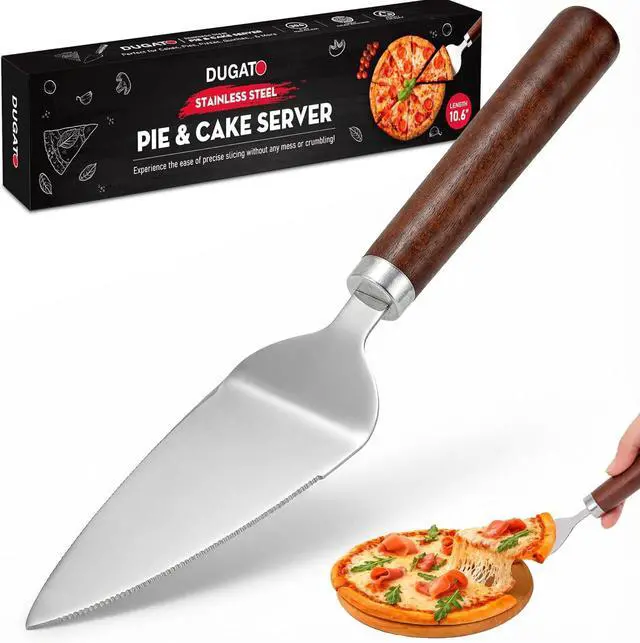 Main image of DUGATO Pie Server Spatula, Serrated Stainless Steel with Wood Handle