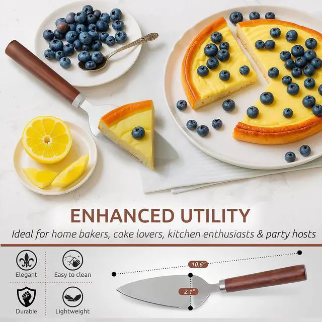 Alt view image 2 of 7 - DUGATO Pie Server Spatula, Serrated Stainless Steel with Wood Handle